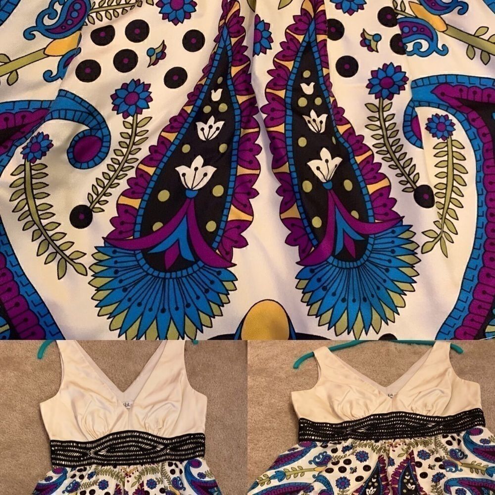 Tibi NY V-Neck Sleeveless Paisley Peplum Top SML - Picture 4 of 8